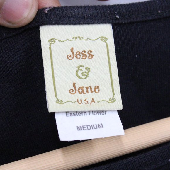 Jess & Jane Shirt Top Womens Black Long Sleeve Art All Over Print Medium M USA - Picture 5 of 8